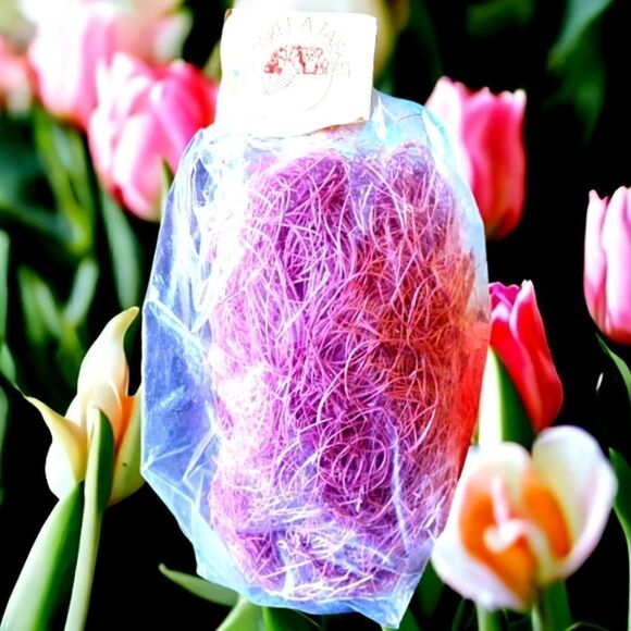 EASTER STRAW by  A TISKET A TASKET 2 LARGE BAGS.  Pink & Purple - Picture 1 of 7